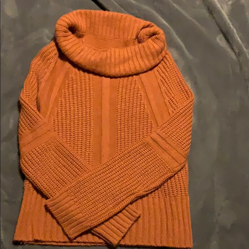 Cowl neck cropped sweater